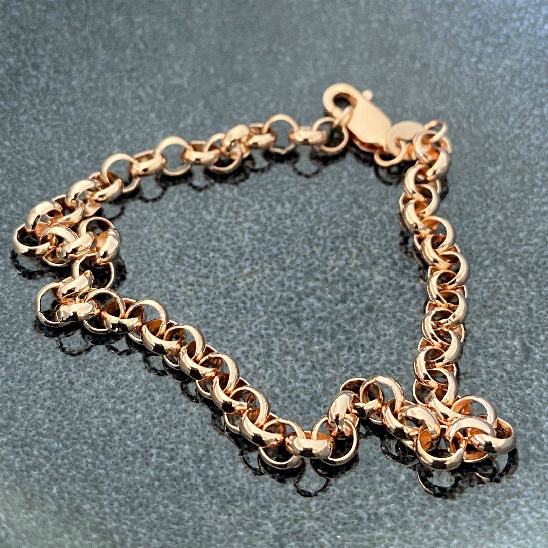 rose gold belcher bracelet in bowl