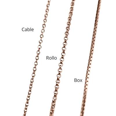 cable, rolo and box necklace chains