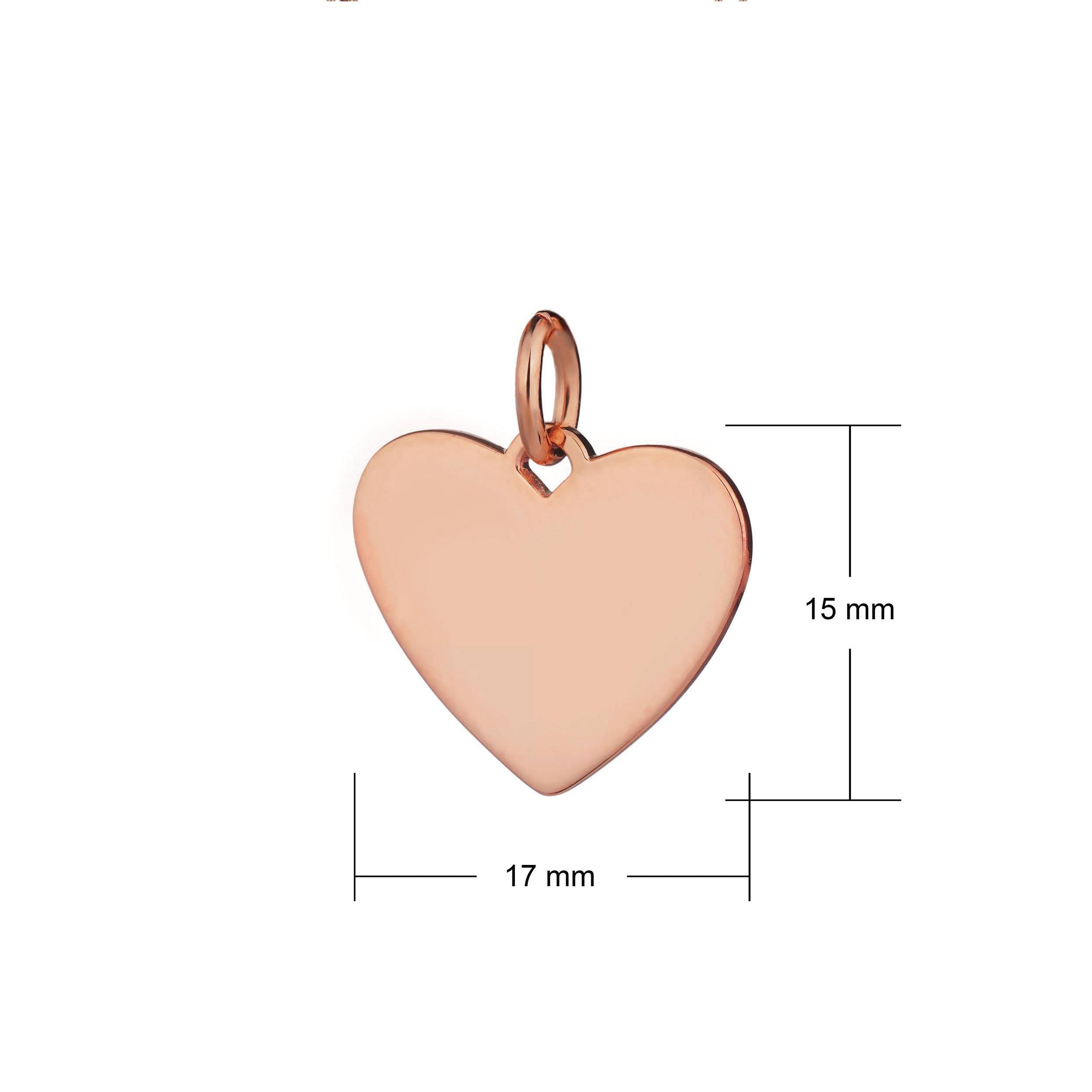 rose gold heart pendant 17m wide dimensions