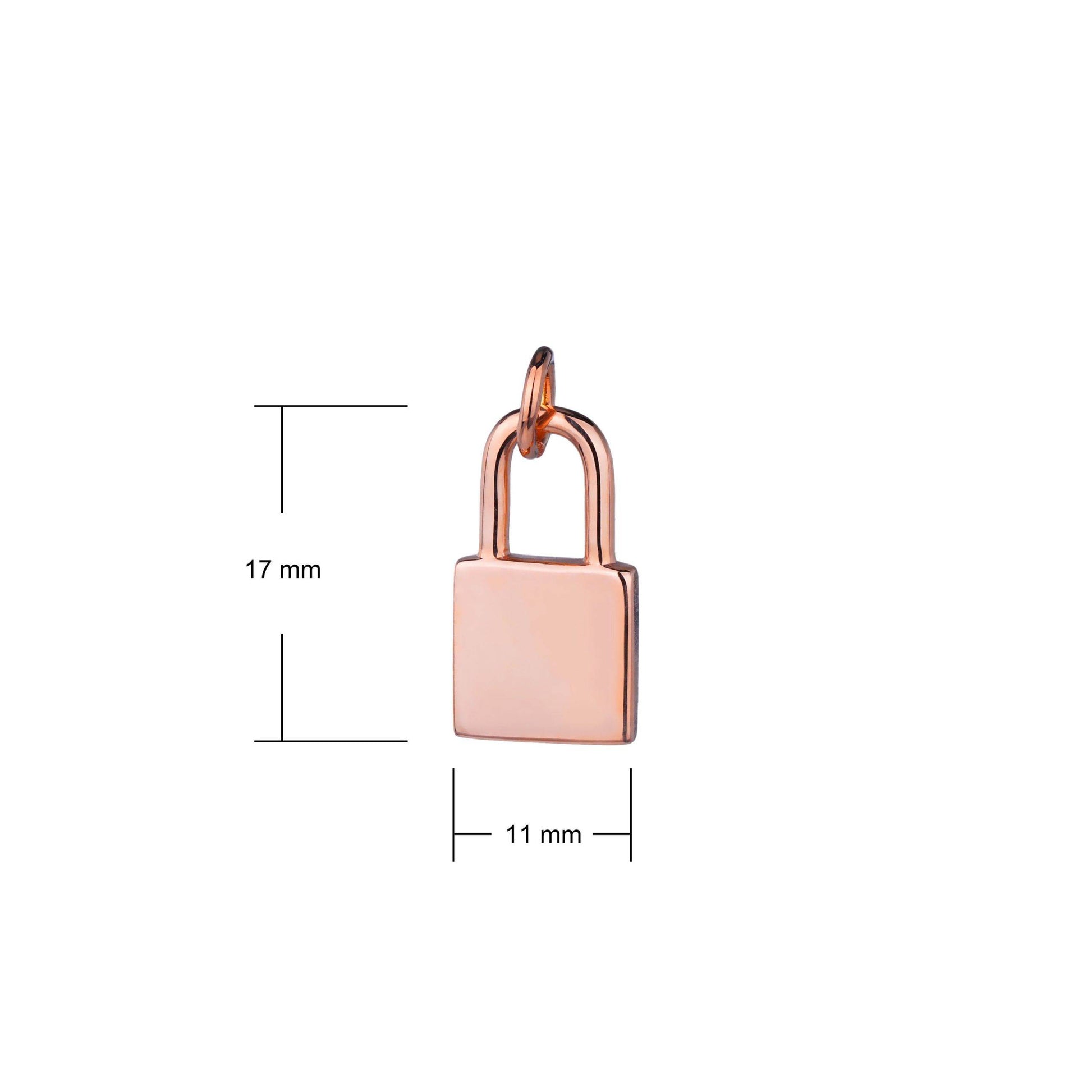 rose gold lock pendant dimension