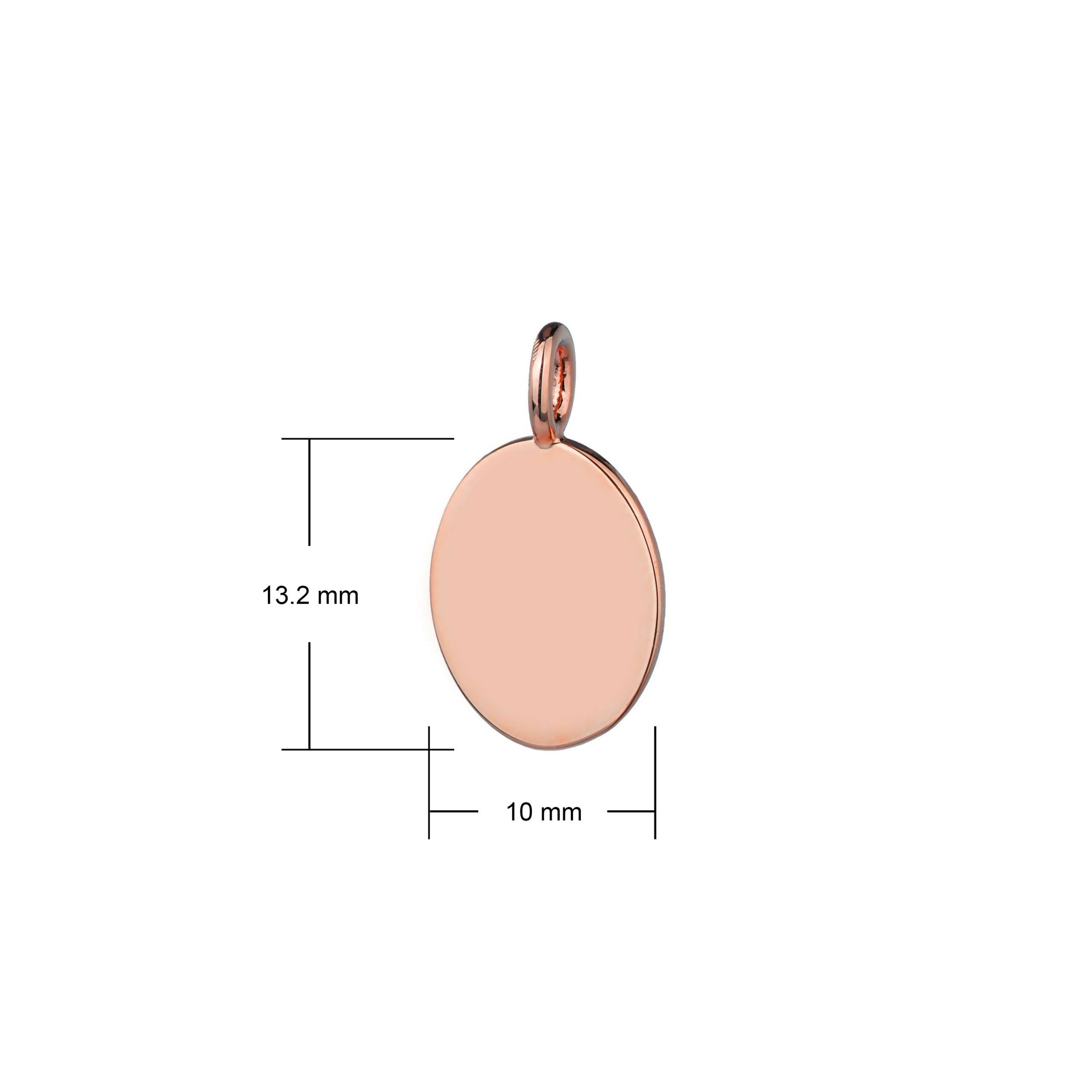 rose gold oval pendant dimensions