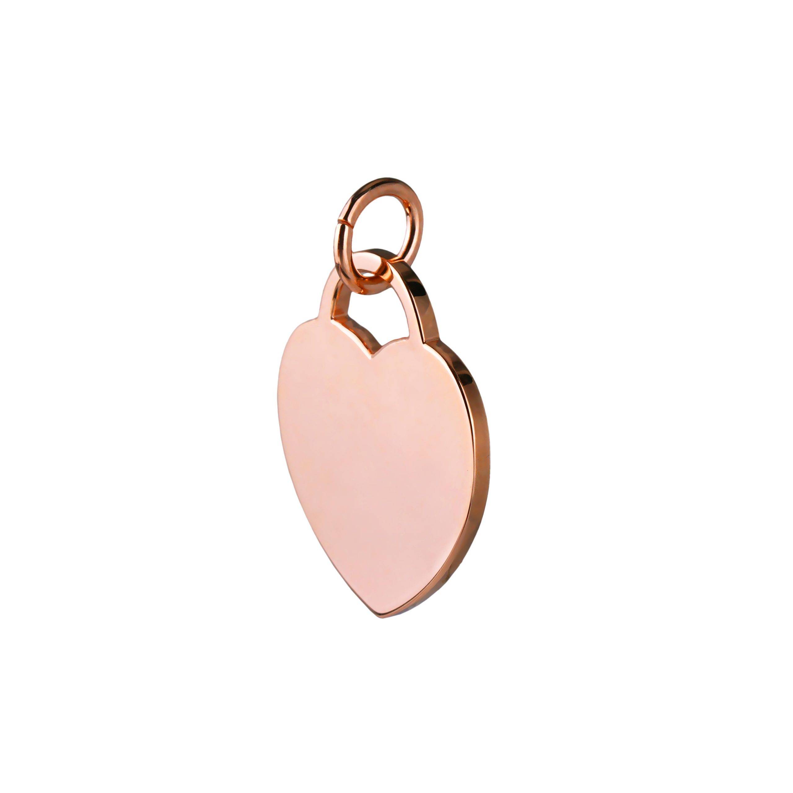 rose gold plated large heart tag side view