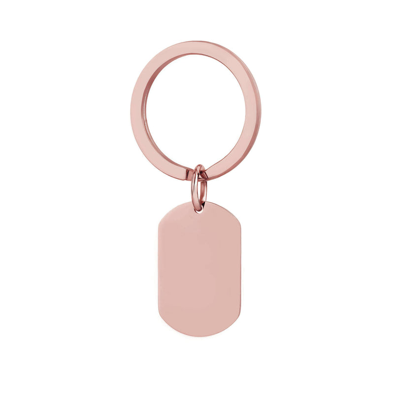 customised rose gold steel dog tag keyring