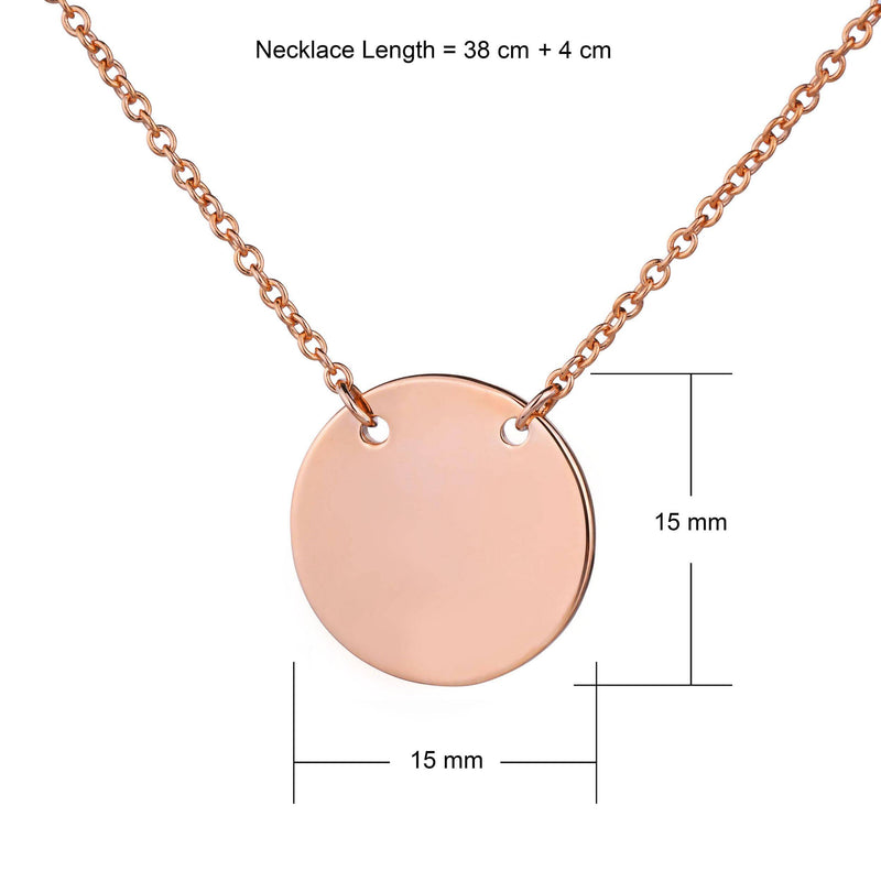 Rose gold suspended disc necklace - dimensions