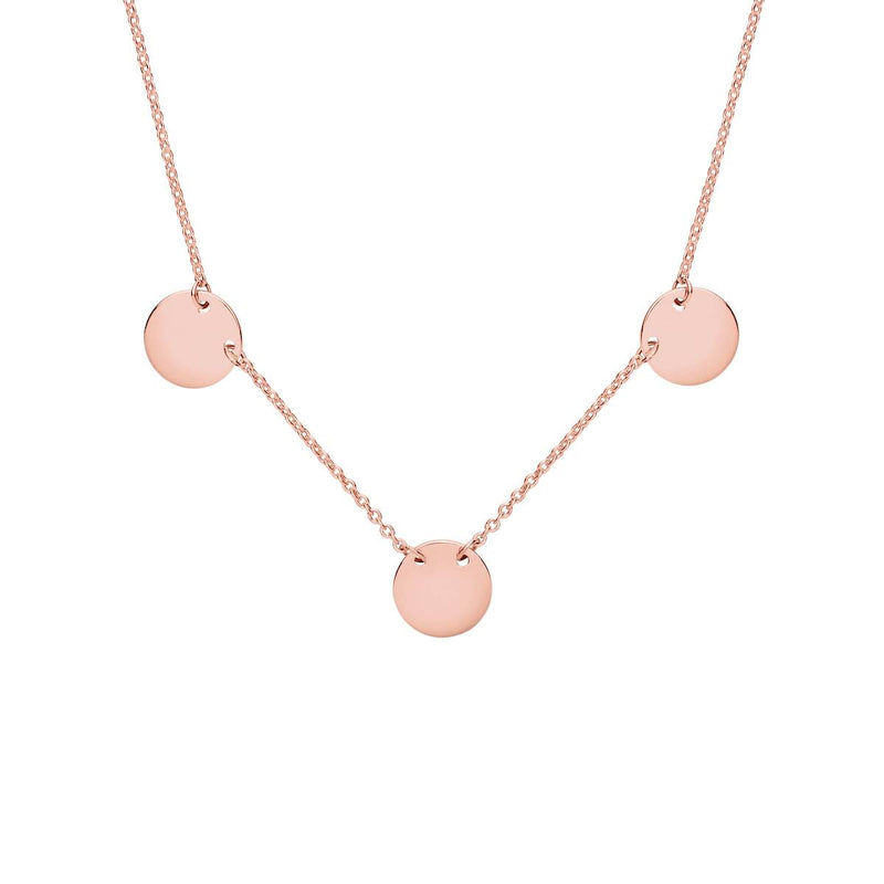 rose gold triple disc necklace each disc can be engraved