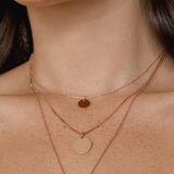 Engraved Rose Gold Disc Necklace & Box Chain