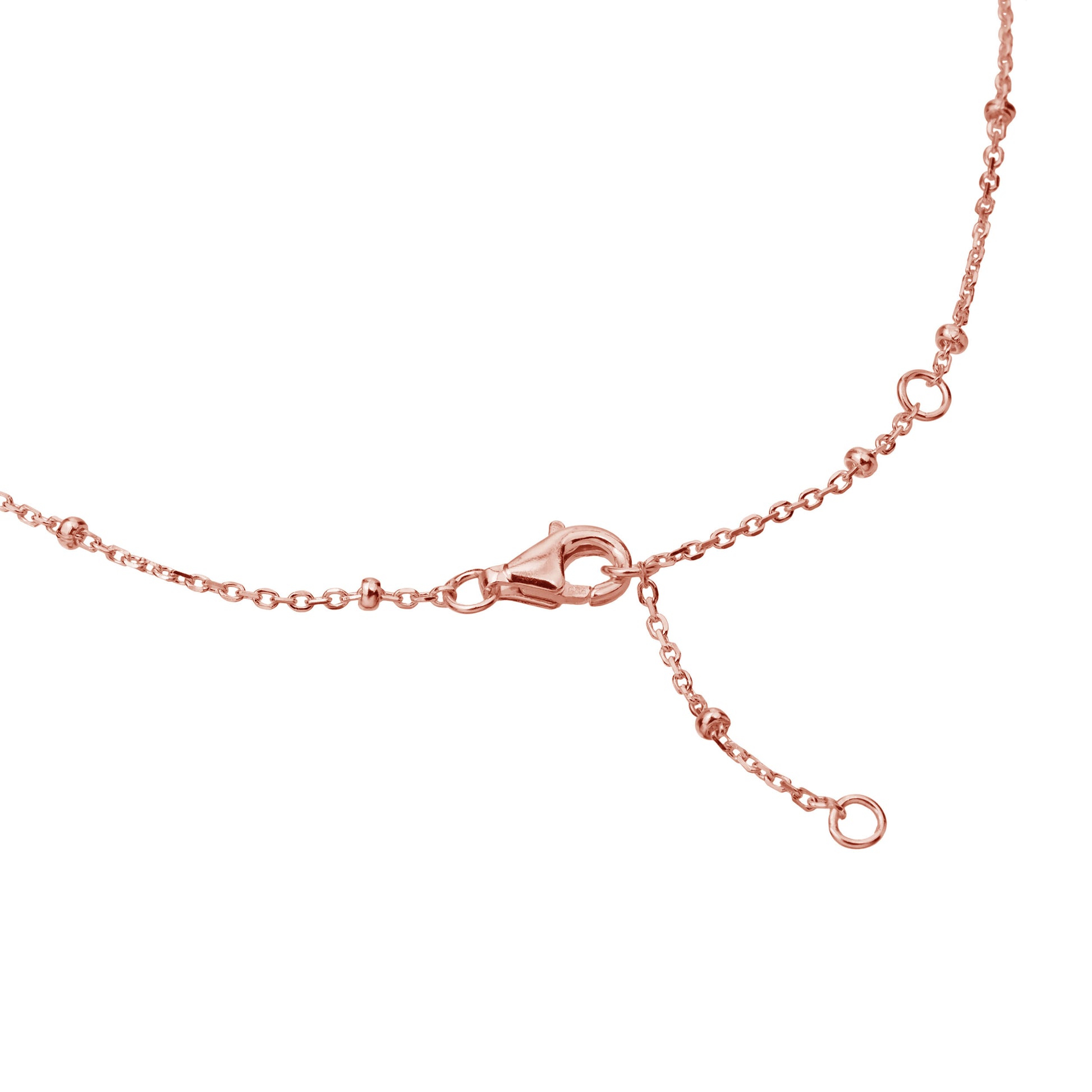 rose gold satellite chain can be worn at three different lengths. 