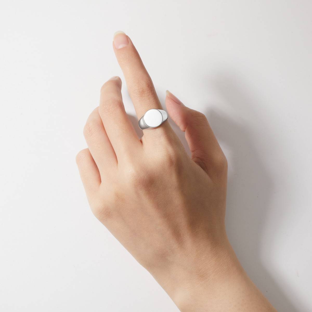 womens round signet ring made from sterling silver