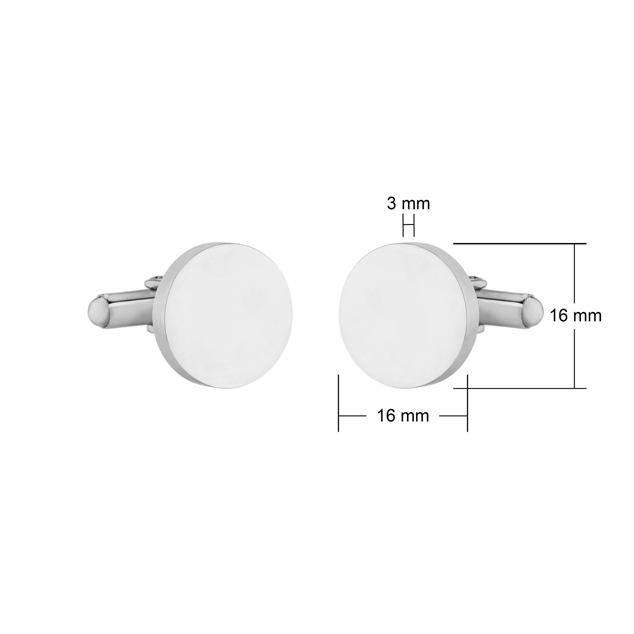 round steel cufflinks dimensions