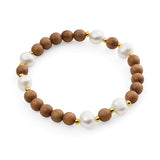 Pearl and Sandalwood Stretch Bracelet