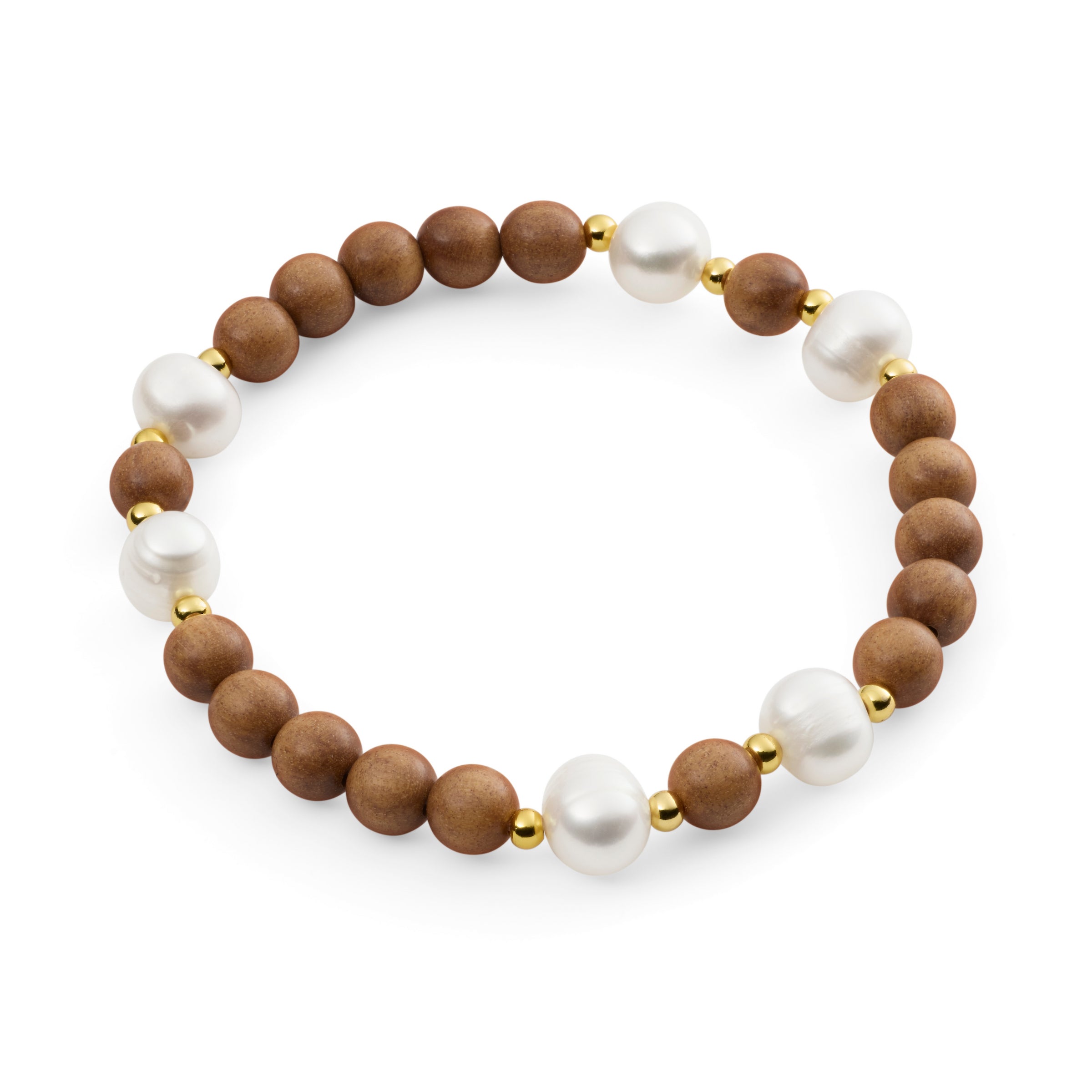 Pearl and Sandalwood Stretch Bracelet