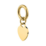 Gold heart-shaped pet id tag side view