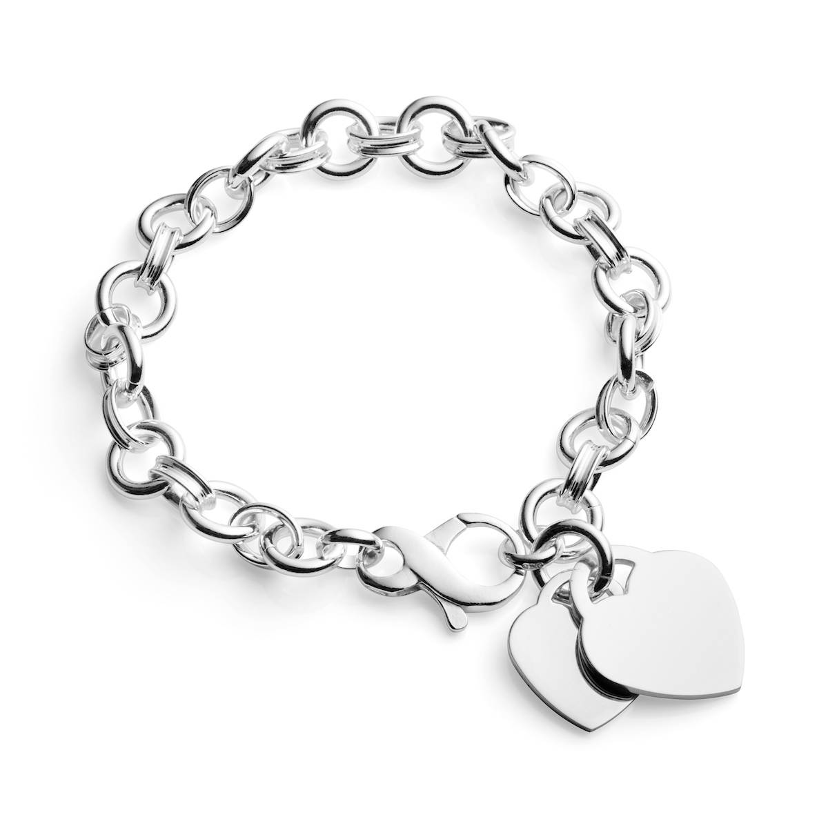 Sterling Silver deals Double Heart Charm Link Bracelet