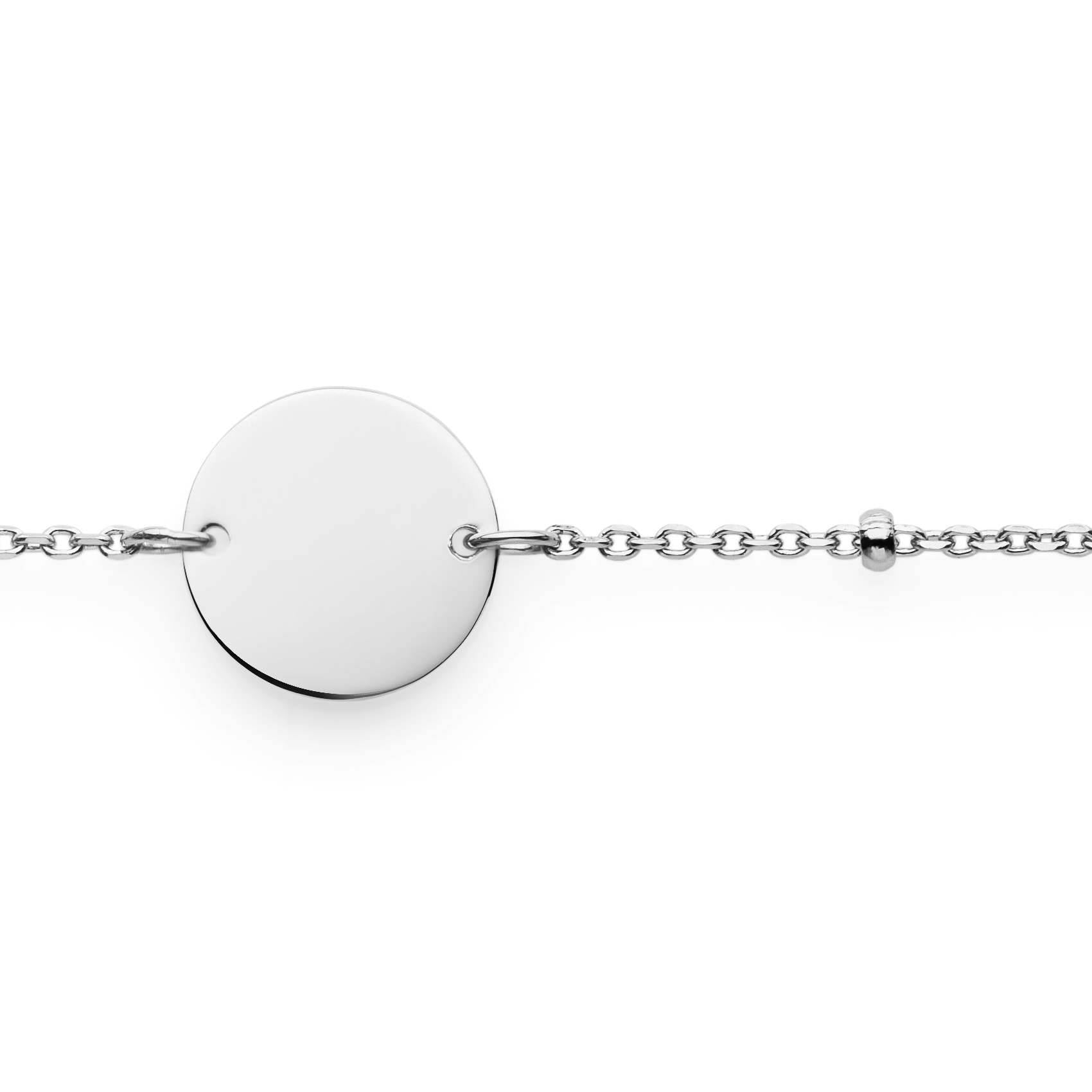 engraved silver disc bracelet