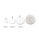 silver engraved disc pendants sizes