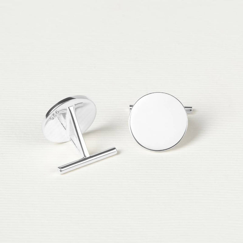 sterling silver engraved round cufflinks