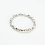 silver double twisted ring with rope design