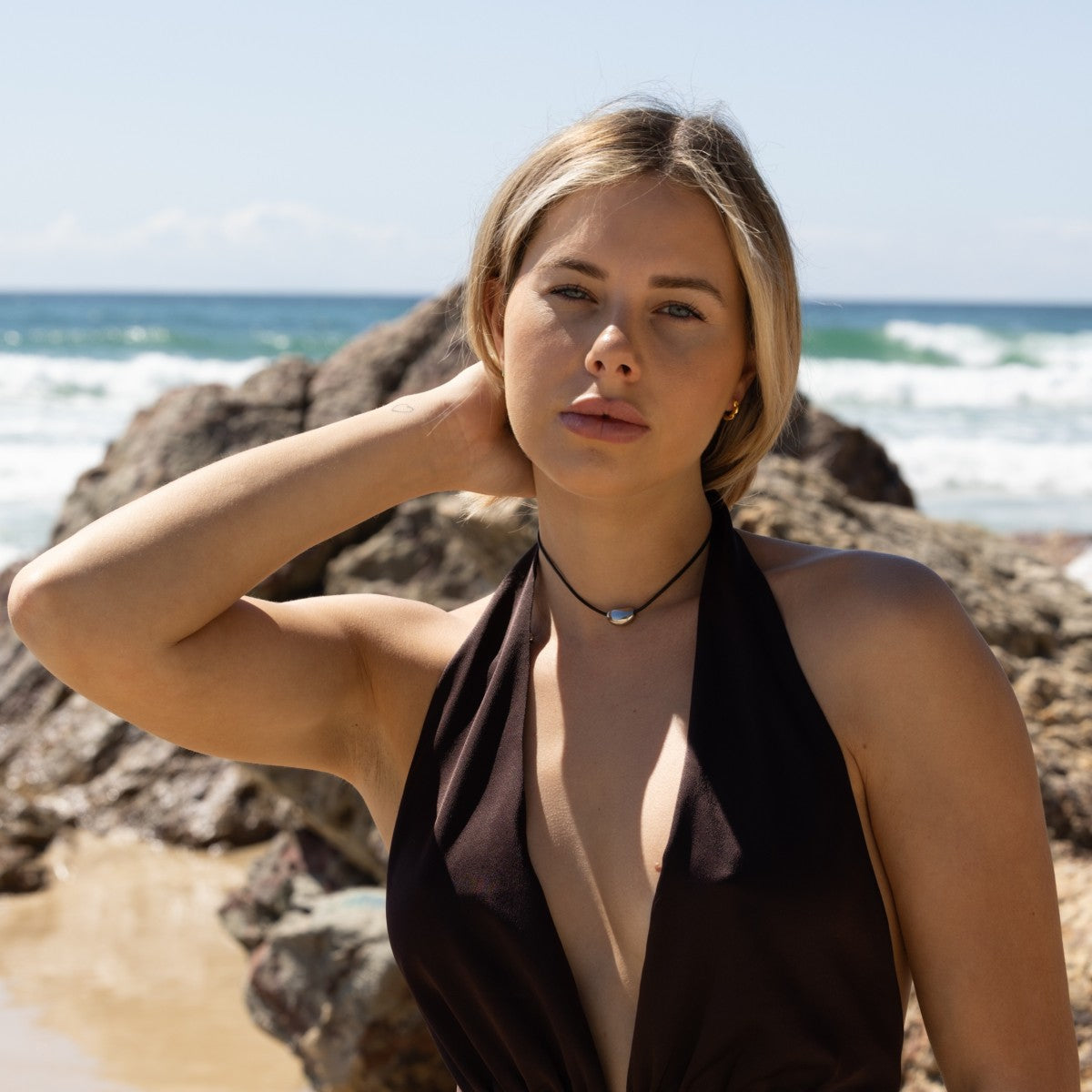 adjust this silver pebble necklace to wear shorter