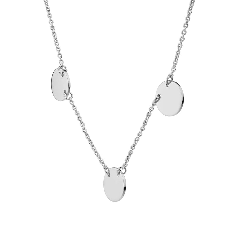 sterling silver necklace with three discs that can be engraved