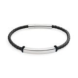 Engraved Woven Leather Bracelet — Silver Steel Edition