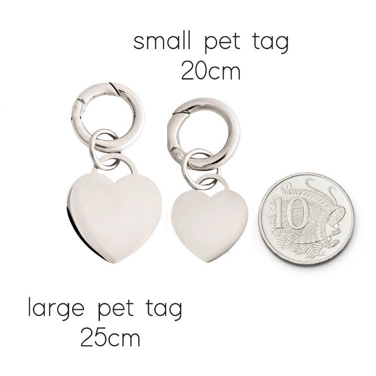 small and large heart pet tag