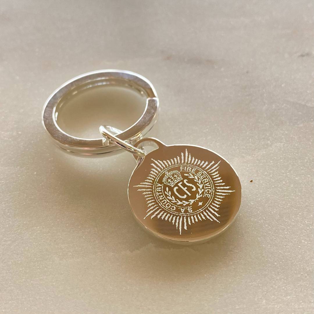 Solid Sterling Silver Disc Keyring