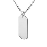 stainelss steel dogtag necklace side view