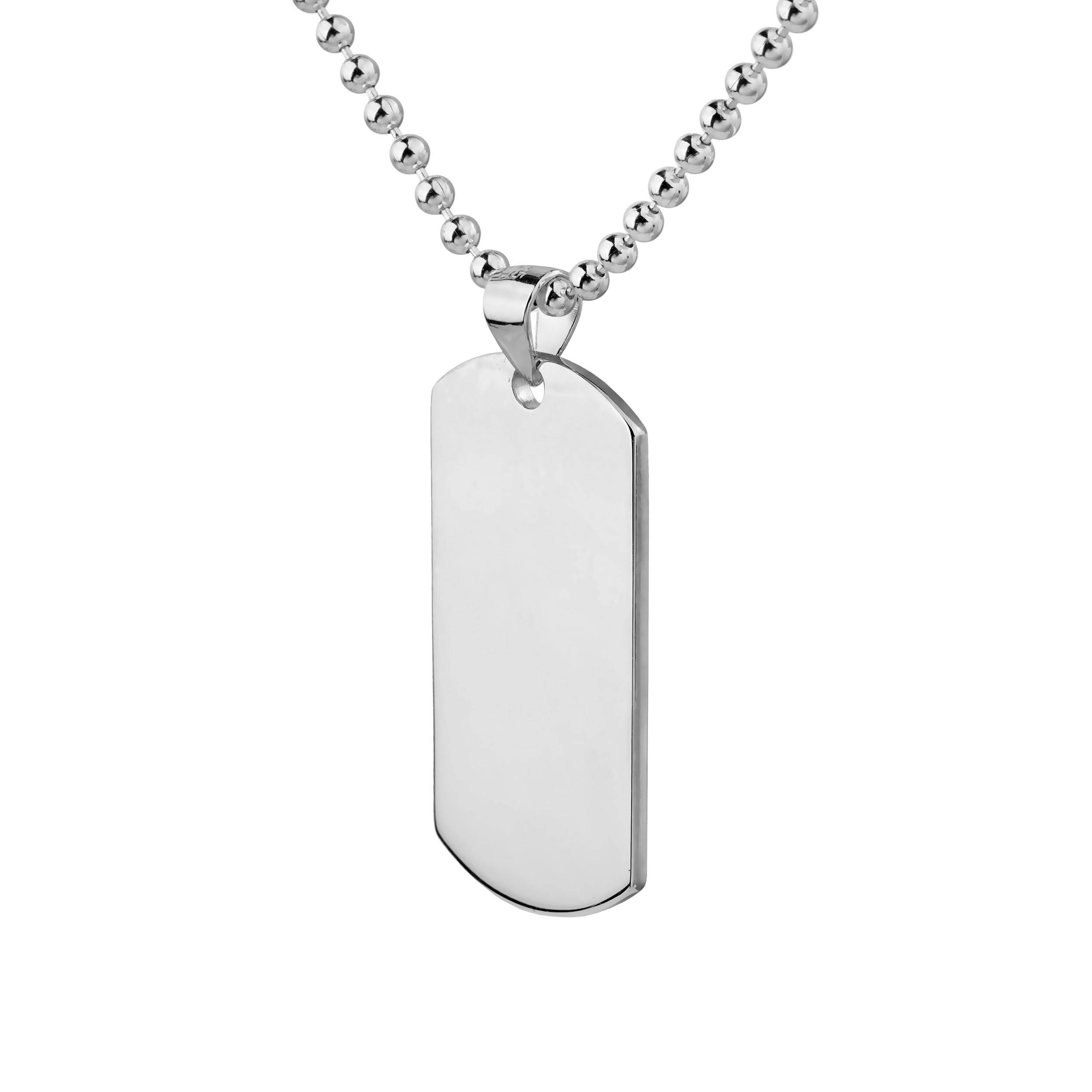 stainelss steel dogtag necklace side view