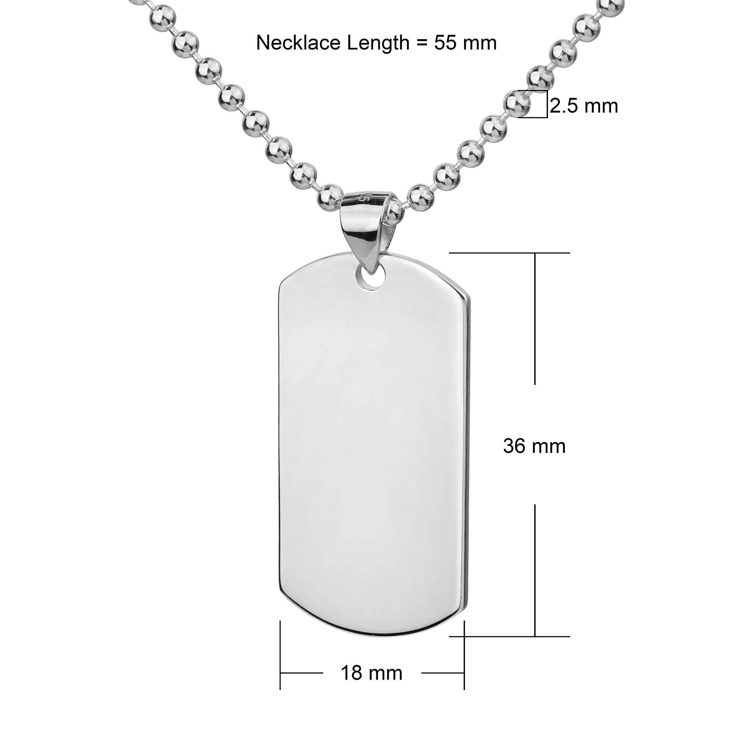 stainless steel dog tag necklace dimensions