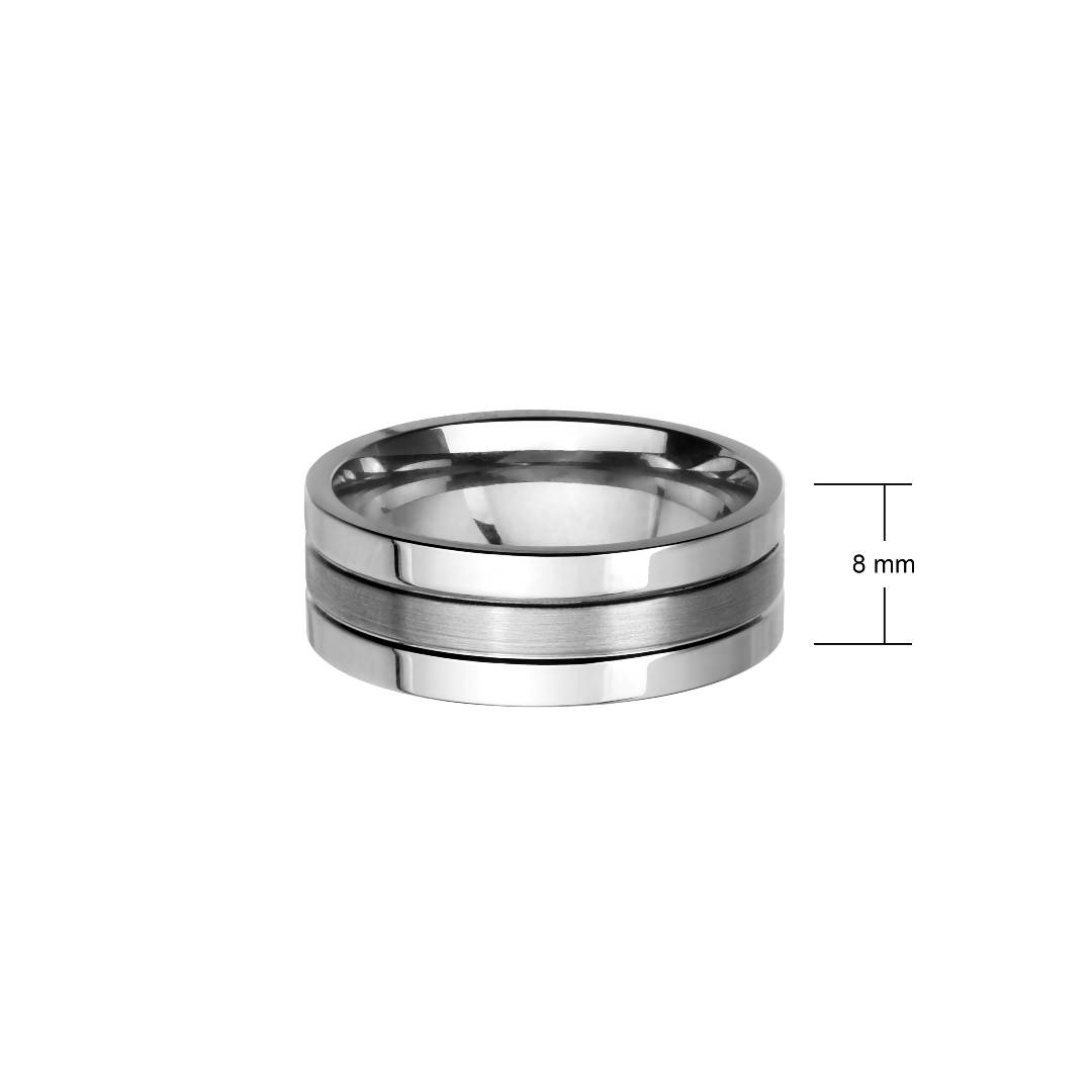 steel ring with brushed detail 8 mm