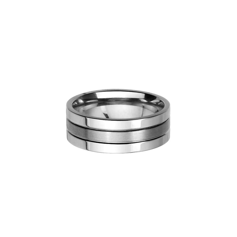 steel ring with brushed detail engrave on inside