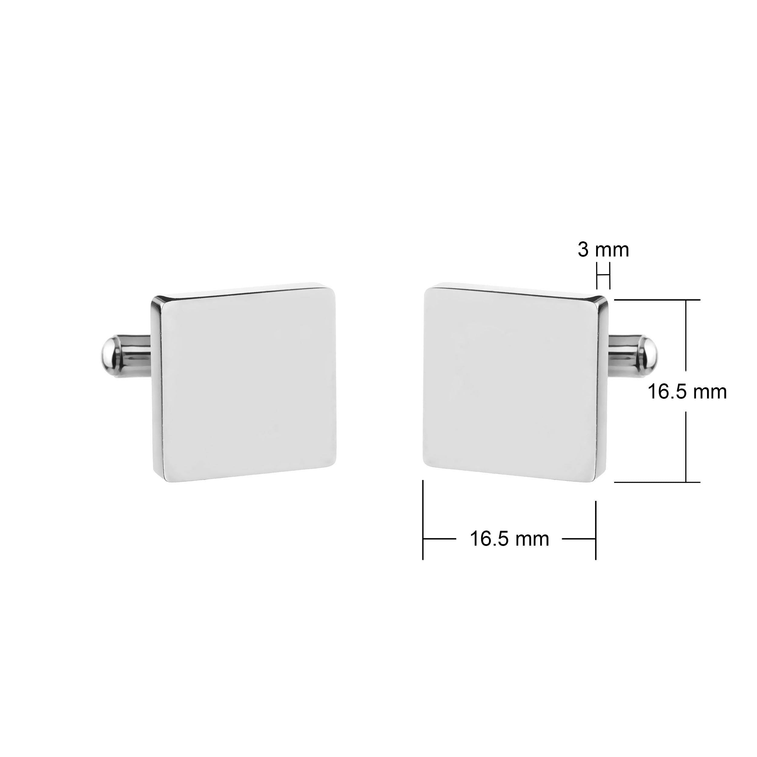 steel square cufflinks dimensions