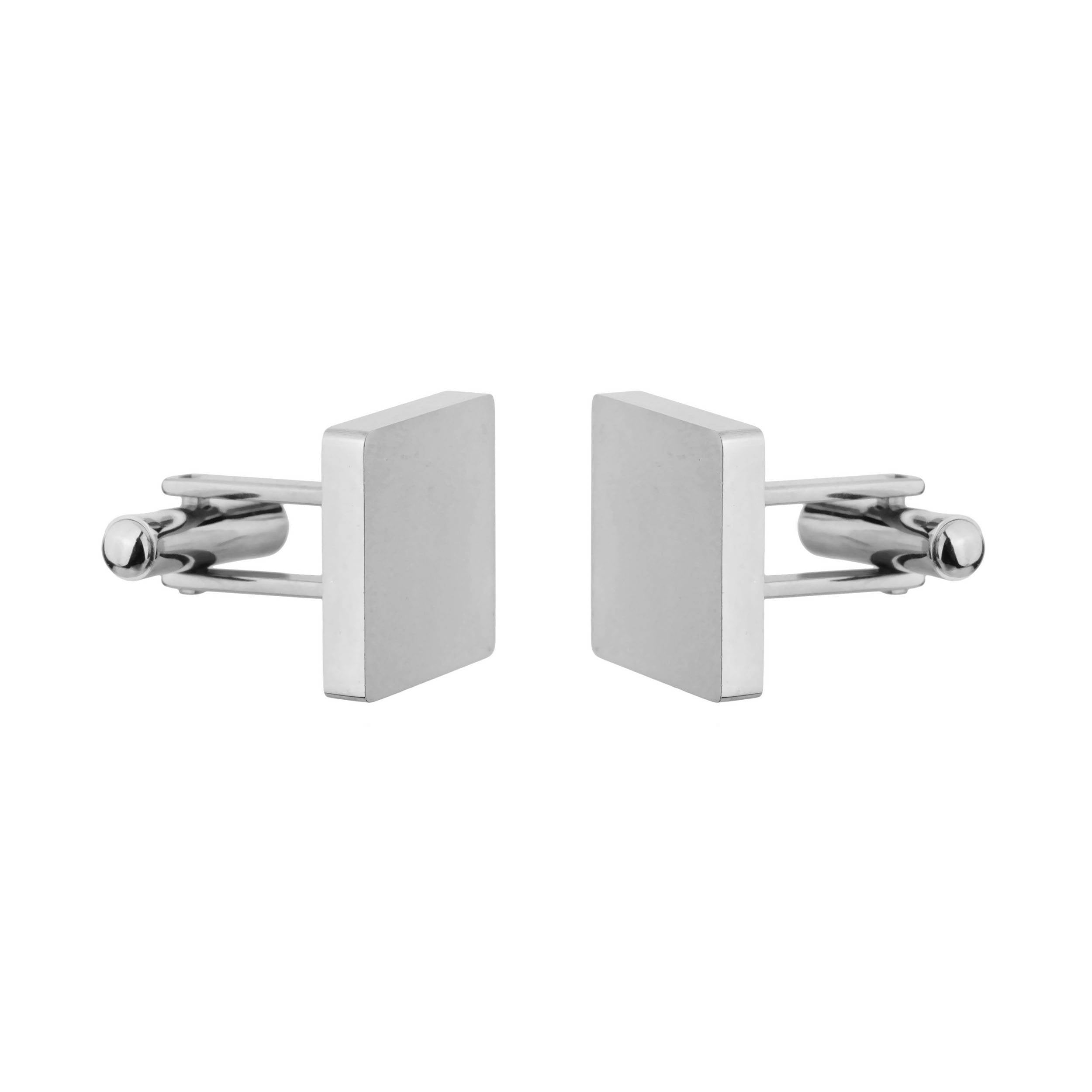 steel square cufflinks side view