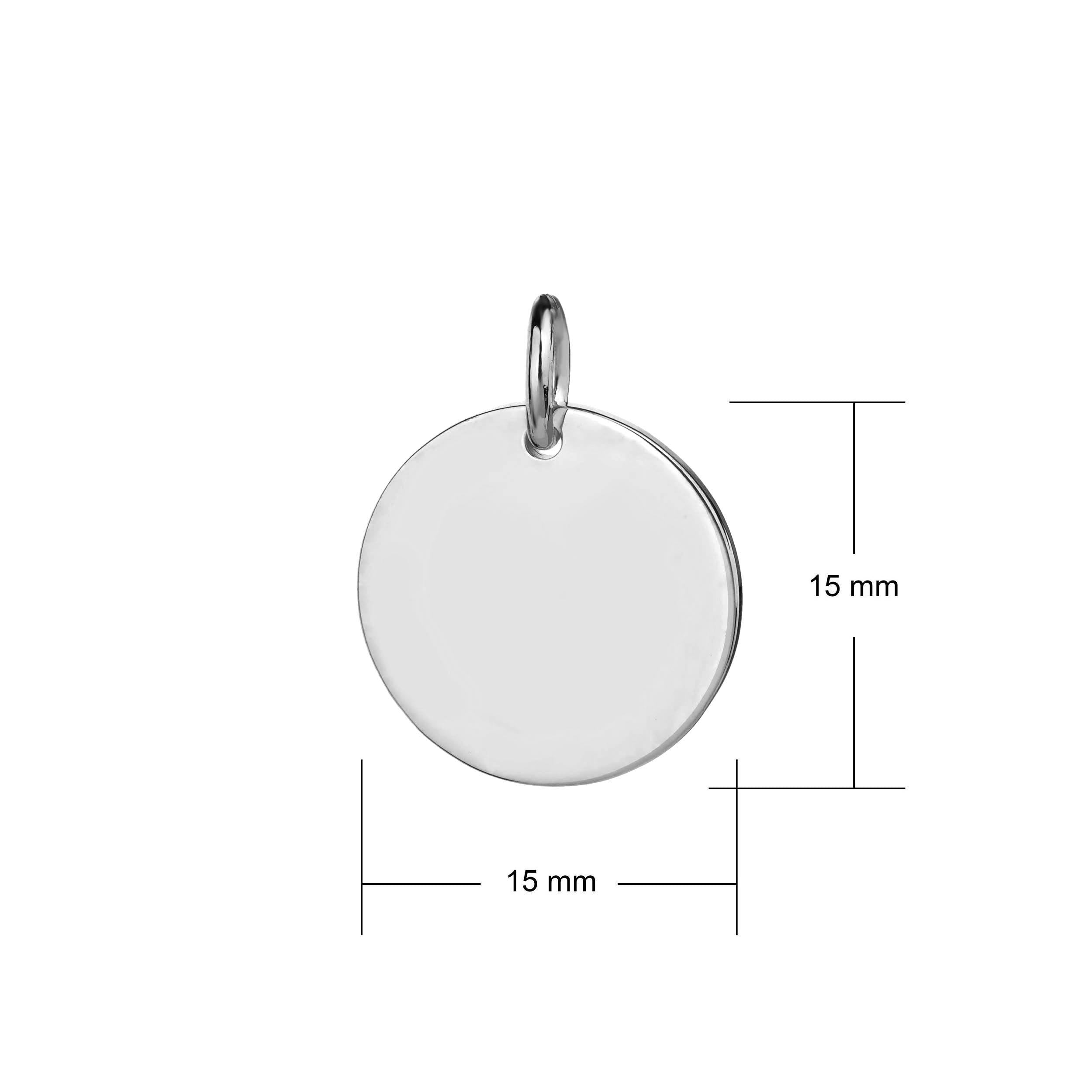 sterling silver 15mm disc pendant dimensions