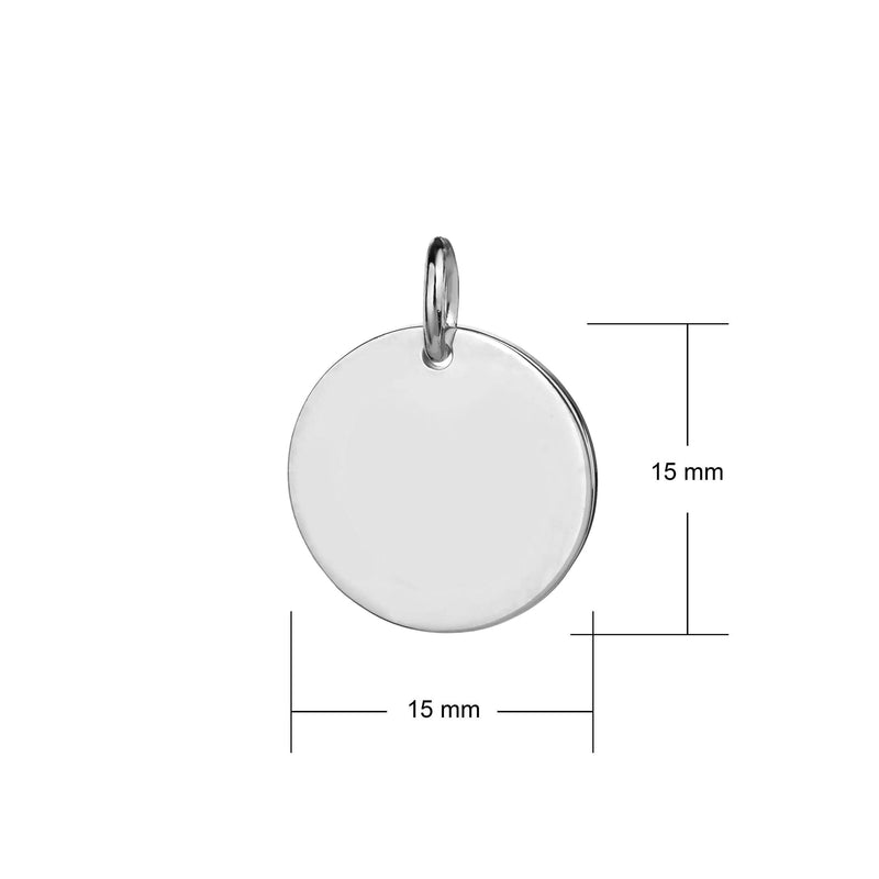 sterling silver 15mm disc pendant dimensions