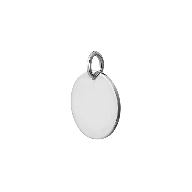 sterling silver 15mm disc pendant side view