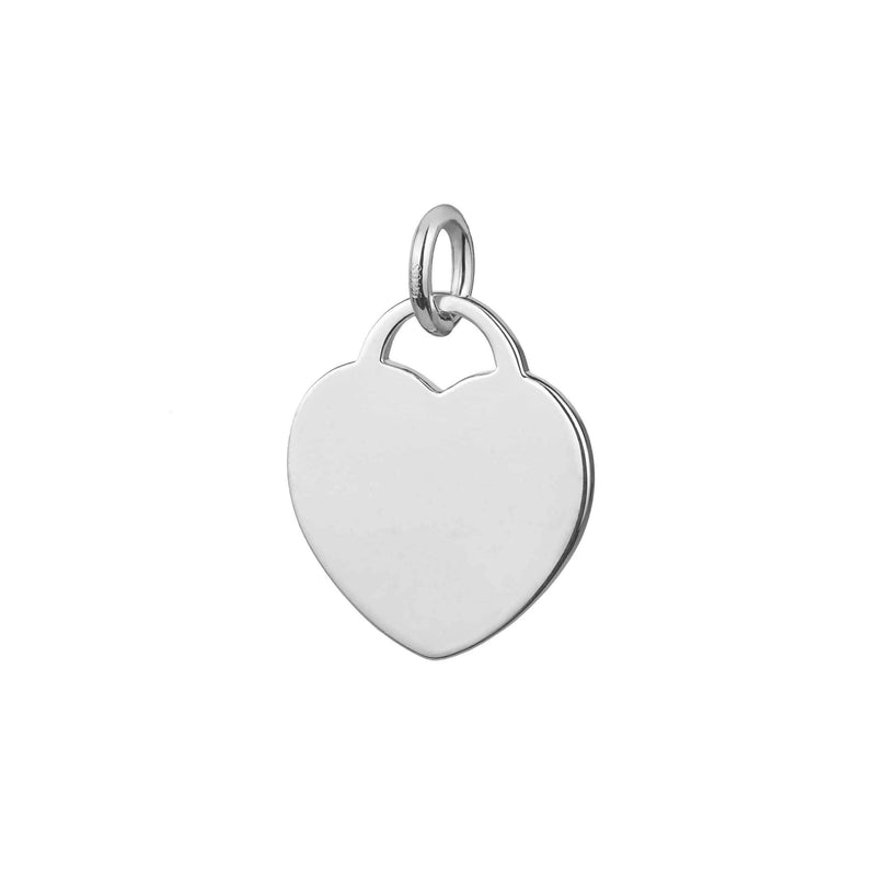 sterling silver 15mm wide heart tag pendant