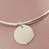 sterling silver bangle with 15mm engraved disc