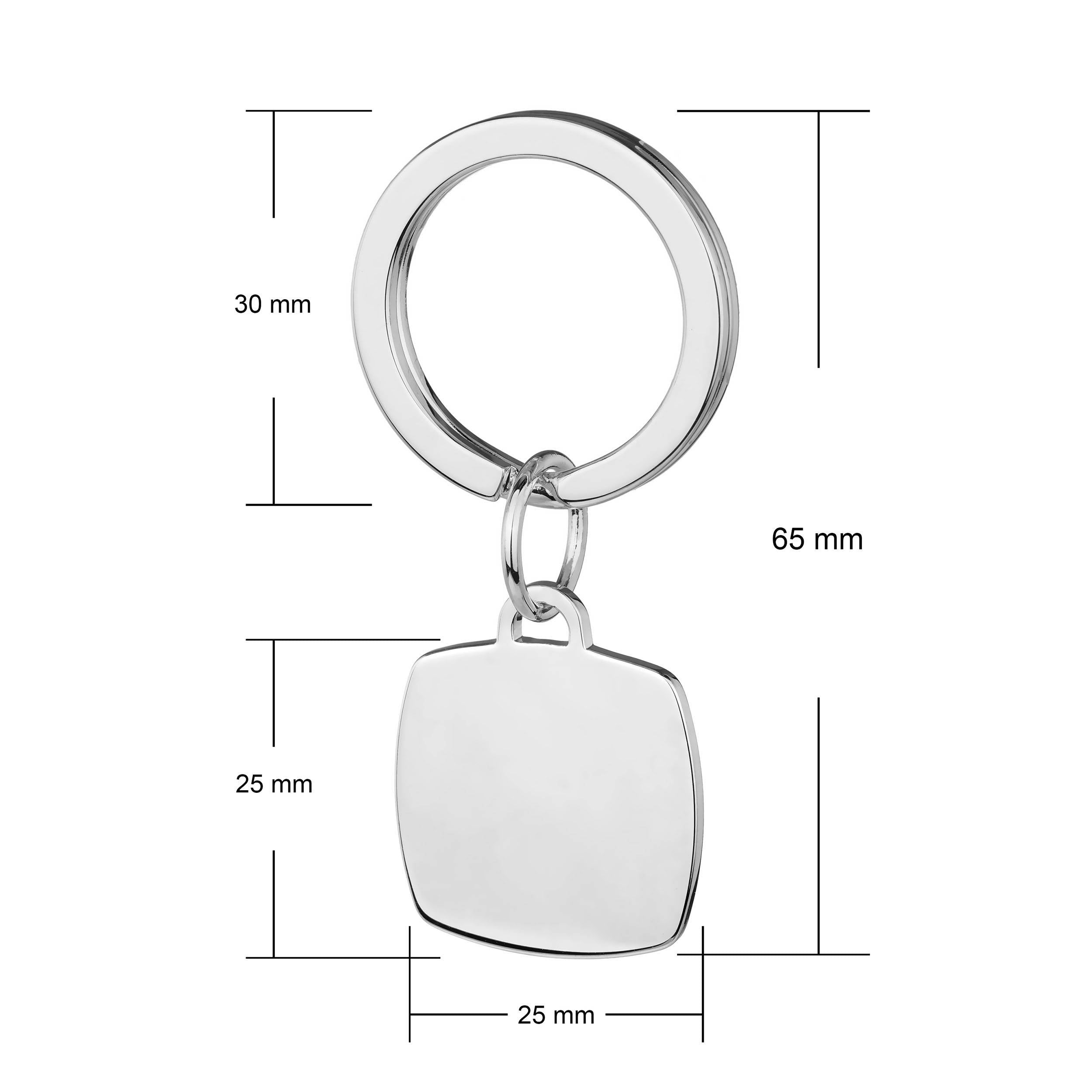 sterling silver cushion keyring dimen