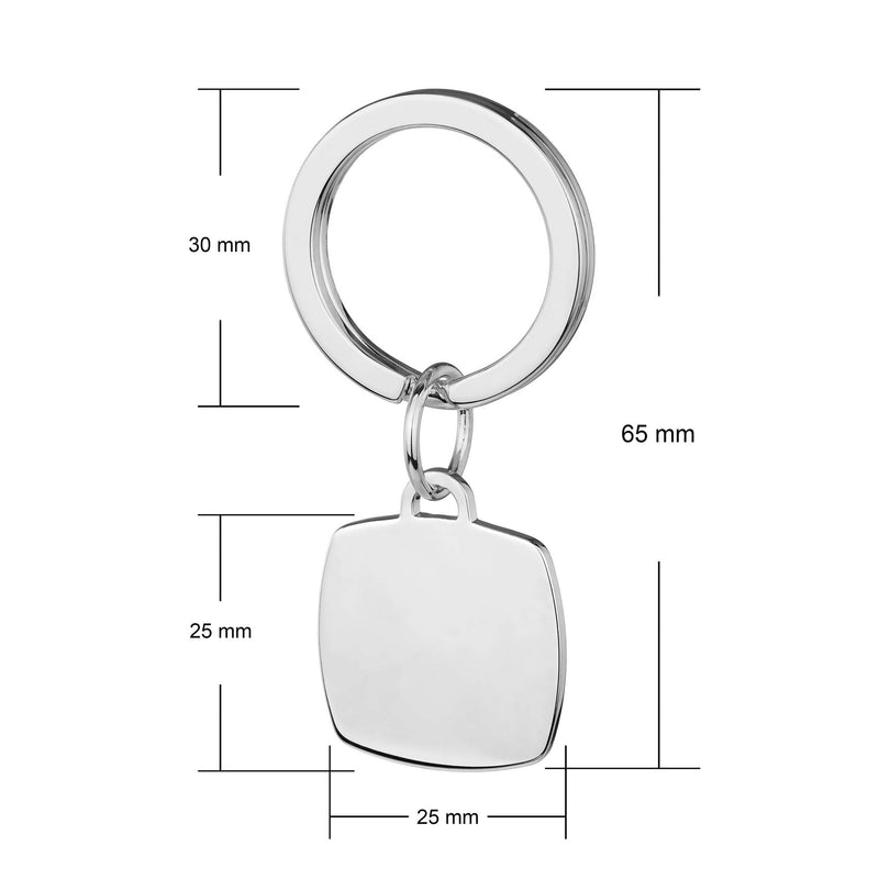 sterling silver cushion keyring dimen