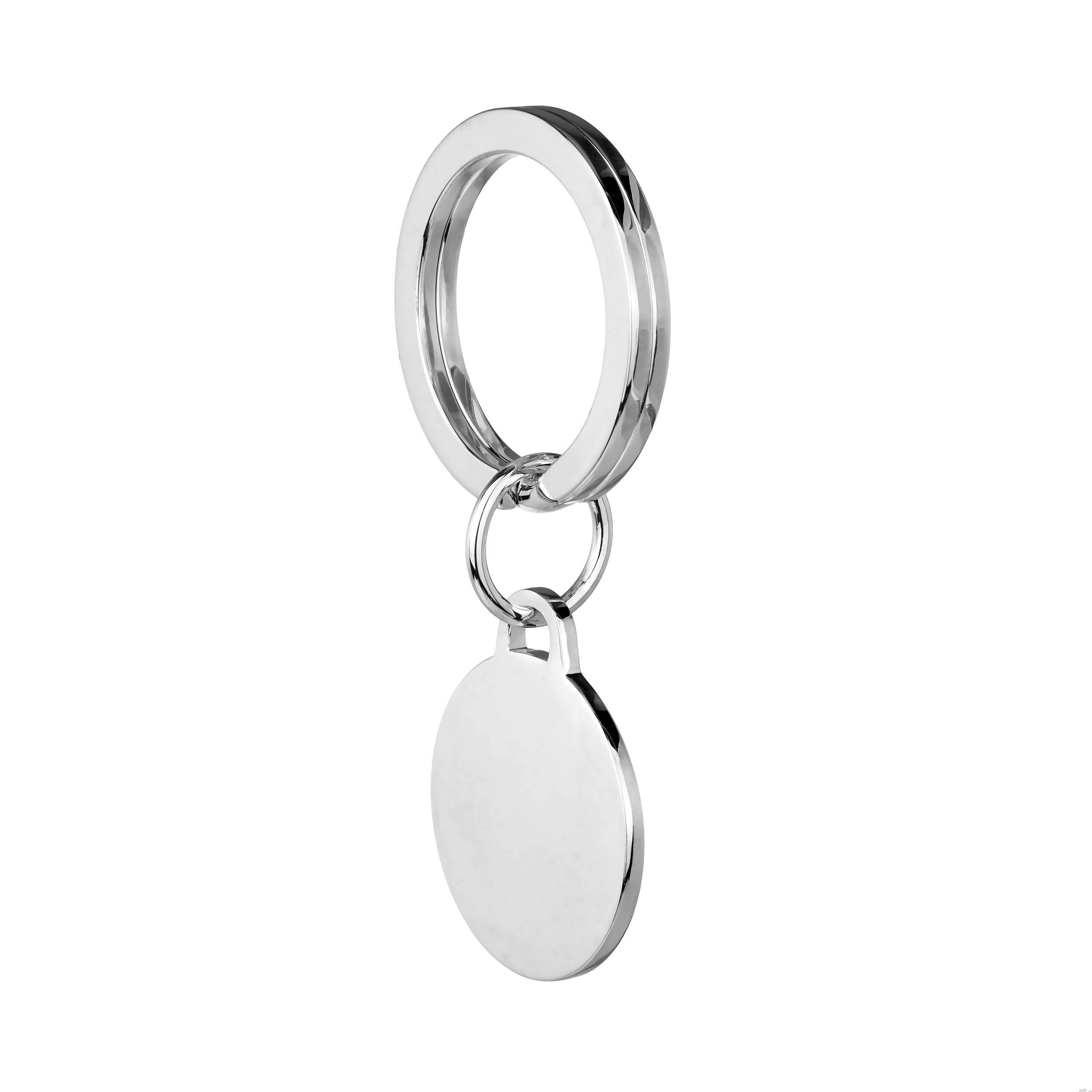 sterling silver disc keyring side view