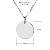 sterling silver disc necklace dimensions