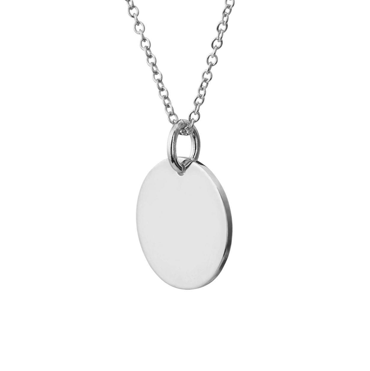 sterling silver disc necklace side view