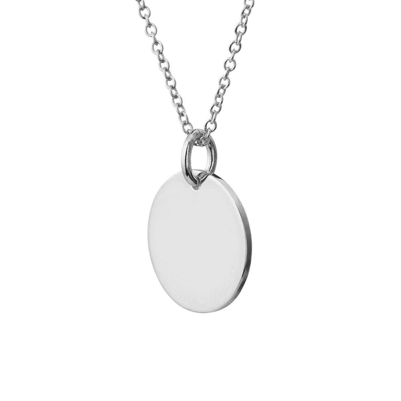 sterling silver disc necklace side view