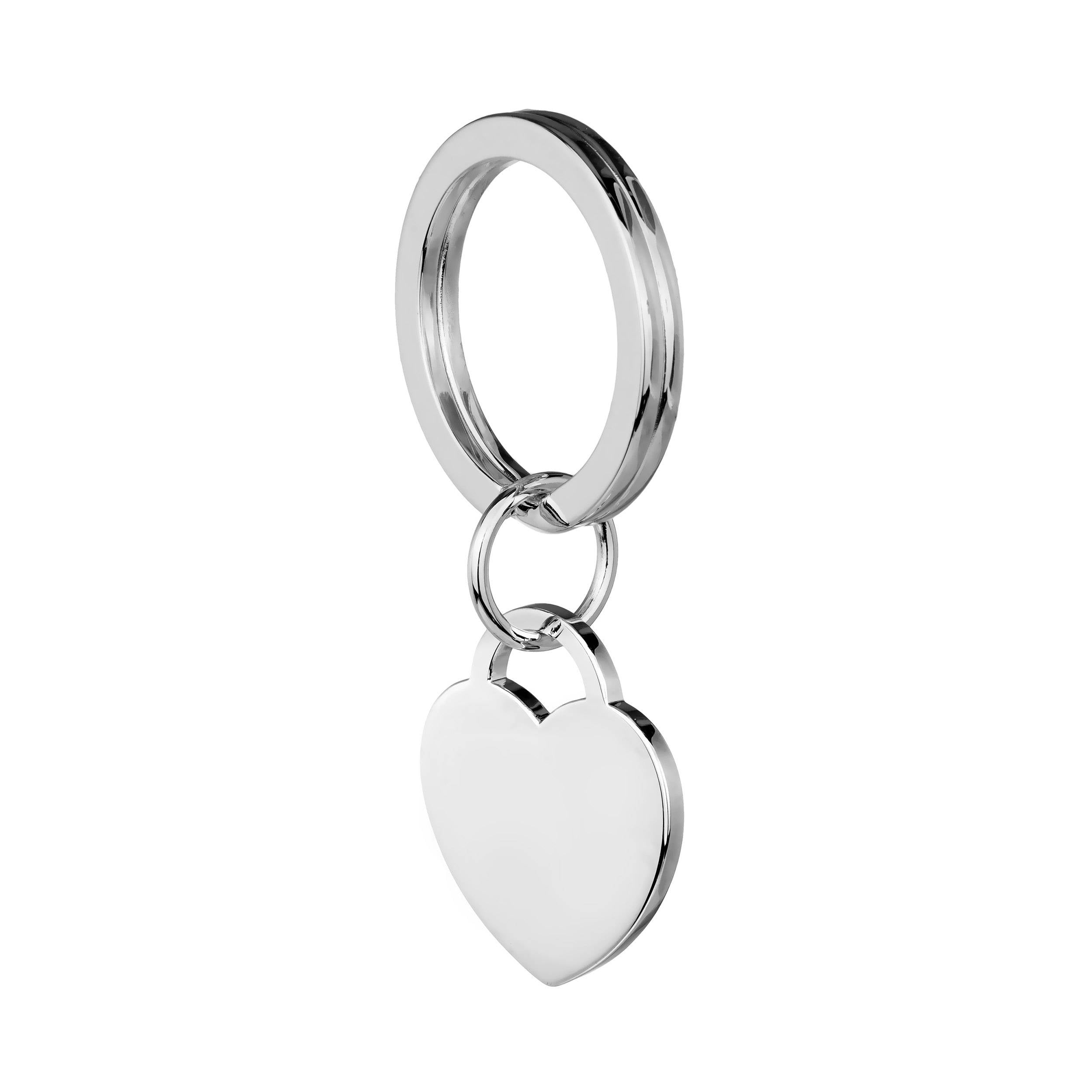 sterling silver heart keyring side view