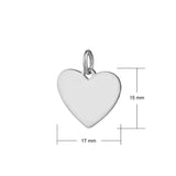 sterling silver heart pendant 17mm wide dimensions