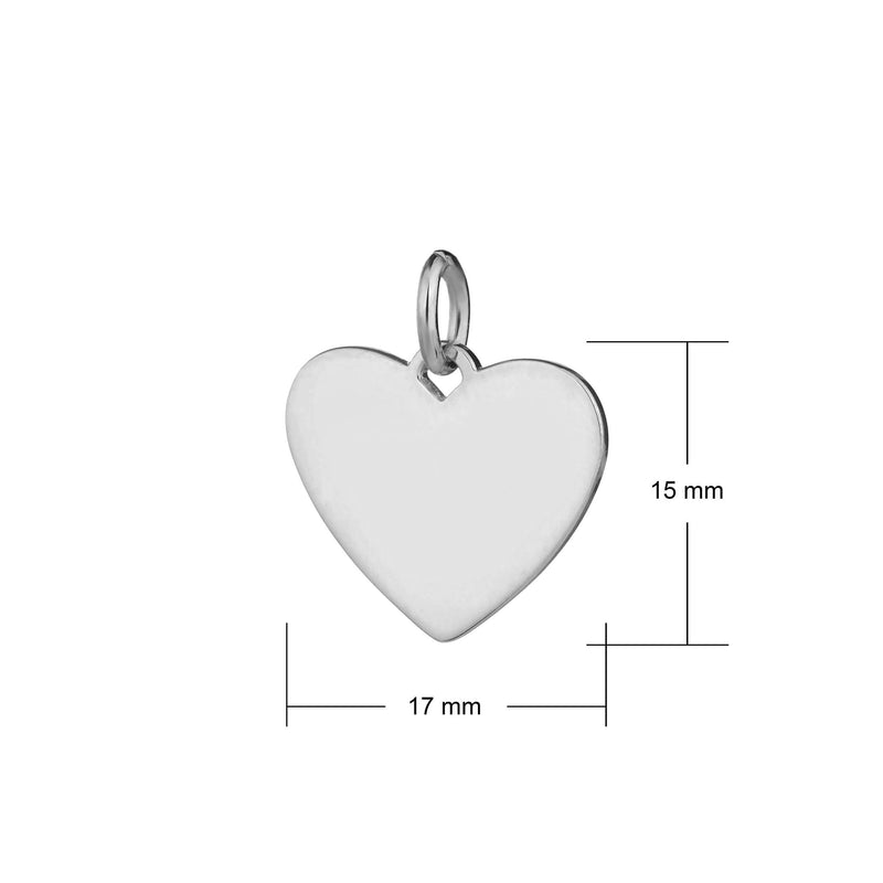 sterling silver heart pendant 17mm wide dimensions