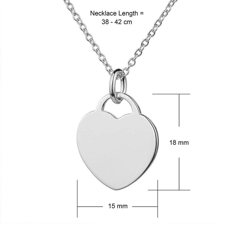 sterling silver heart tag necklace dimensions