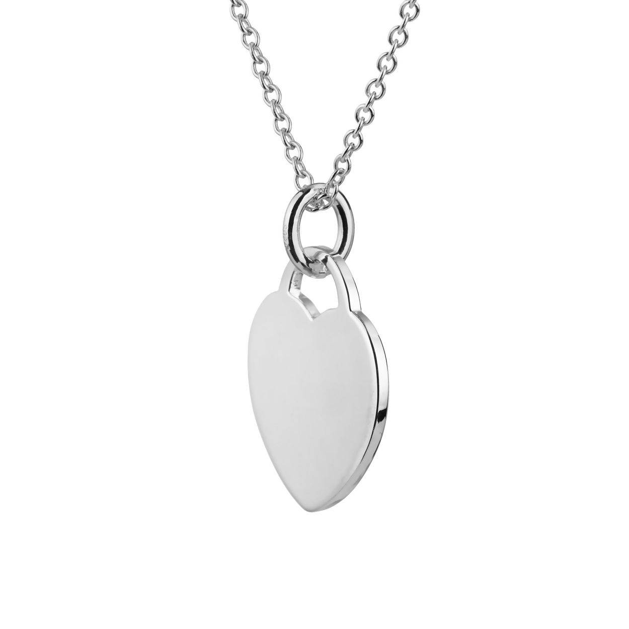 sterling silver heart tag necklace side view