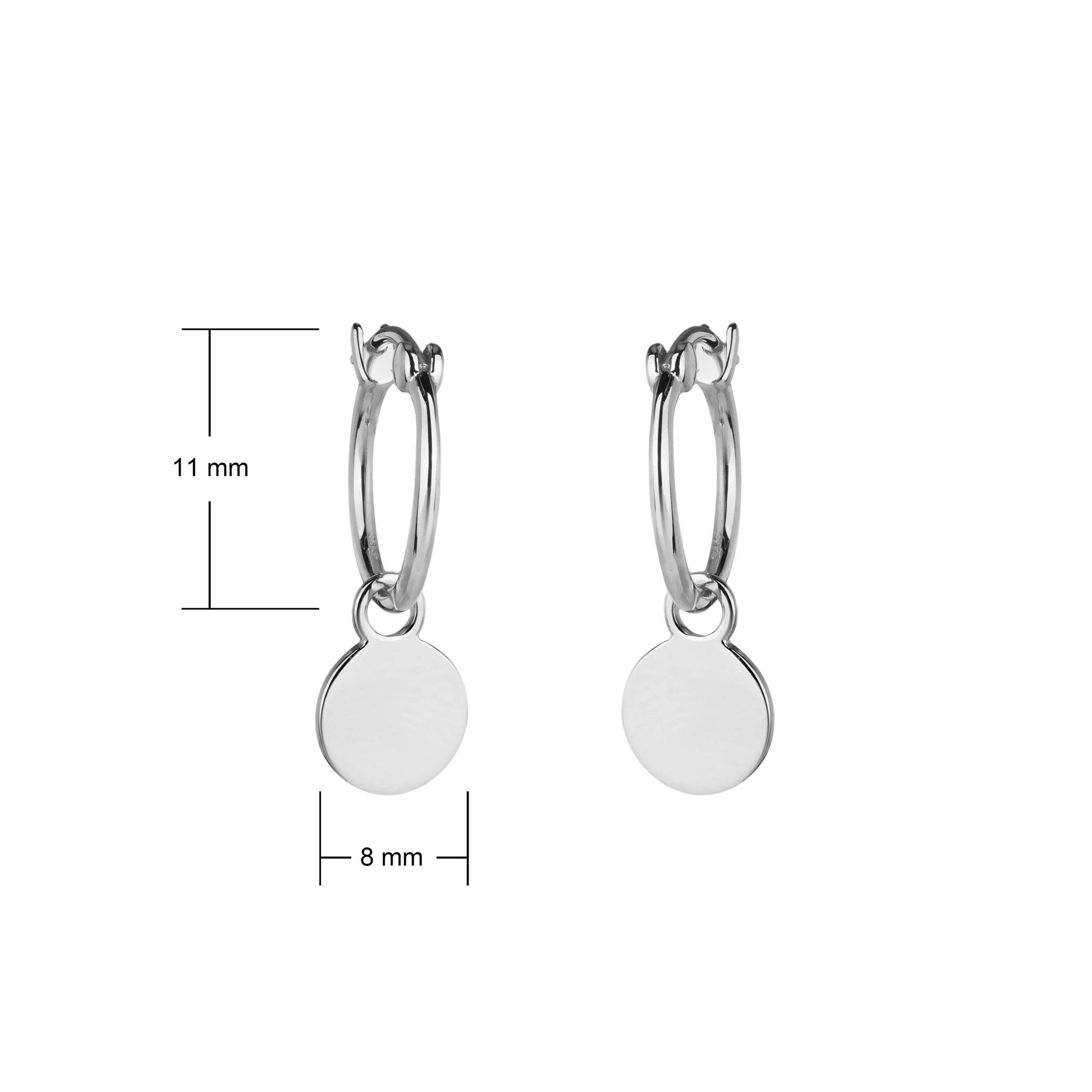 sterling silver mini disc huggie hoop earrings